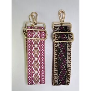 Dark Pink/Magenta Pair Adjustable Replacement Purse Crossbody Strap w/Gold Hdwr